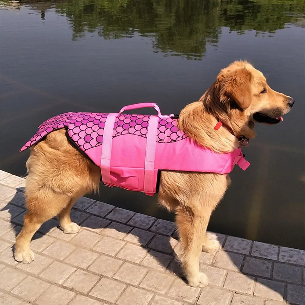 Pet Dog Life Jacket Vest Clothes Life Vest Collar Harness Pet Dog Swimming Summer Swimwear Mermaid Shark