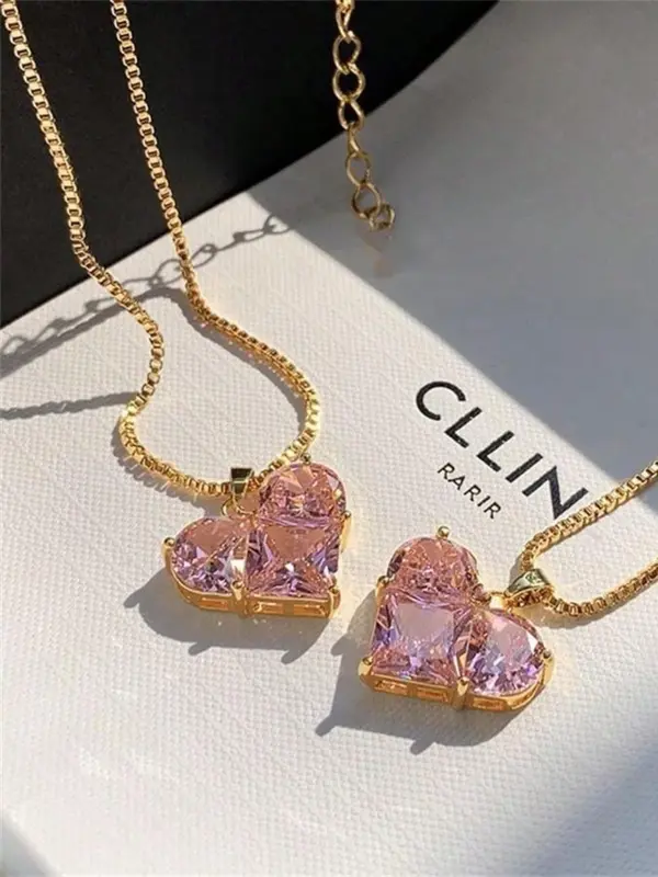 Fashion Heart Shaped Pendant Necklace for Women & Girls, Fashion Jewelry for Party, Daily Clothing Decor, Trendy All-match & Exquisite Jewelry for Birthday Gift 3
