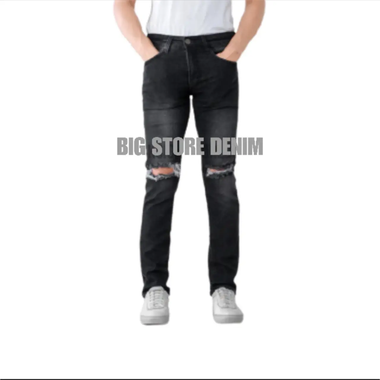Celana Jeans Destroy Black Jazz Big Size Jumbo 28-44 Sobek Lutut Ripped Jeans Bahan Streatch Panjang Pria Premium Distro bandung denim Semi Skinny Slim Fit Lembut Hitam Nyaman slim  fit  jeans Stretch Biru Melar