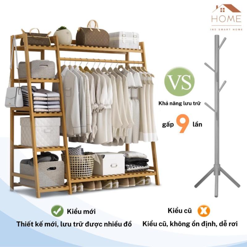 ⎈GIẢM 50%⏎ Tủ Treo Quần Áo Gỗ Tre , Kệ Treo Quần Áo Hàng Nhập Khẩu 5