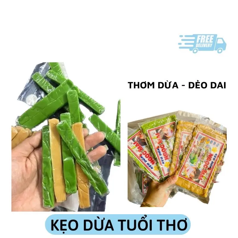 Kẹo Dừa Que Tuổi Thơ Ngọc Mai ( 1 Gói  100-120g).Kẹo Dừa 15 Que-Kẹo Chuối 14 Que