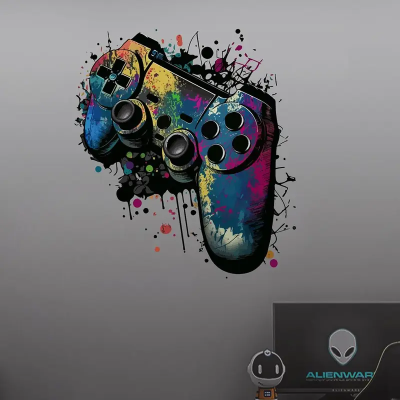 Gamepad Pattern Wall Sticker, 2 Counts/set Modern Cool Stylish Wall Decal, Decorative Sticker for Home Living Room Bedroom, Room Decor, Home Decor 0
