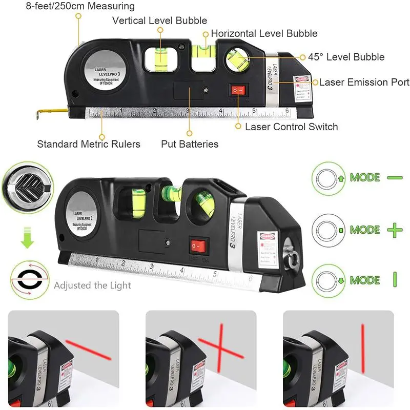 Laser Level, Multipurpose Cross Line Laser Level, Easy To Use Indoor & Outdoor Project Laser Level, Professional Measuring Tool for Home Decor 3