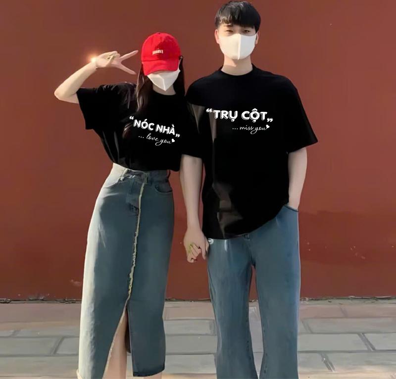 Áo thun áo phông cặp nam nữ áo đôi mặc với người yêu in hình TRỤ CỘT - NÓC NHÀ miss you đáng yêu ý nghĩa cá tính GIÁ 1 ÁO chất cotton mềm mịn thoáng mát phong cách năng động Women - Men áo cap đồ đôi