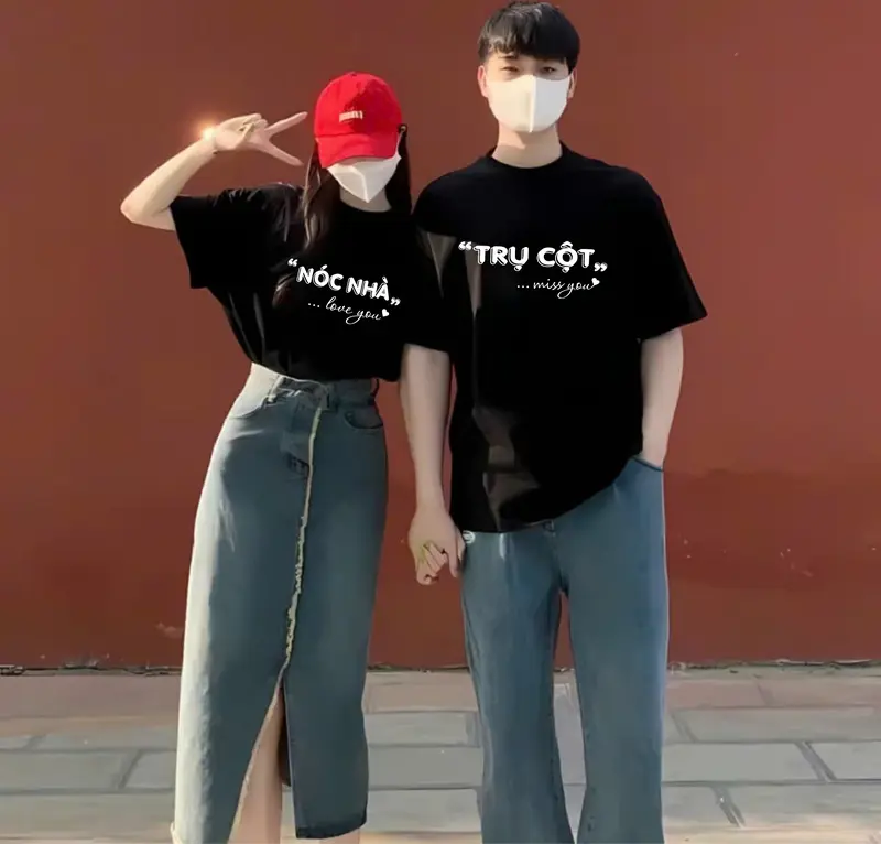 Áo thun, áo phông cặp nam nữ, áo đôi mặc với người yêu in hình TRỤ CỘT  - NÓC NHÀ miss you đáng yêu, ý nghĩa, cá tính (GIÁ 1 ÁO) chất cotton mềm mịn thoáng mát, phong cách năng động Women  - Men áo  cap đồ đôi 0