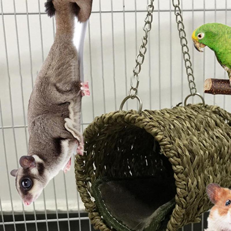 Product Introduction of Bird Nest Bed Grass Tunnel Hammock Hanging Parrot Pet Mascotas Hamster Cage Ornament Decoration Bird Accessories 4