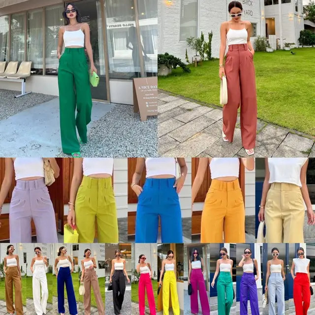 Celana Promthong K11N High Waist Kulot Kait Katun Tidak Stretch Bangkok Wanita