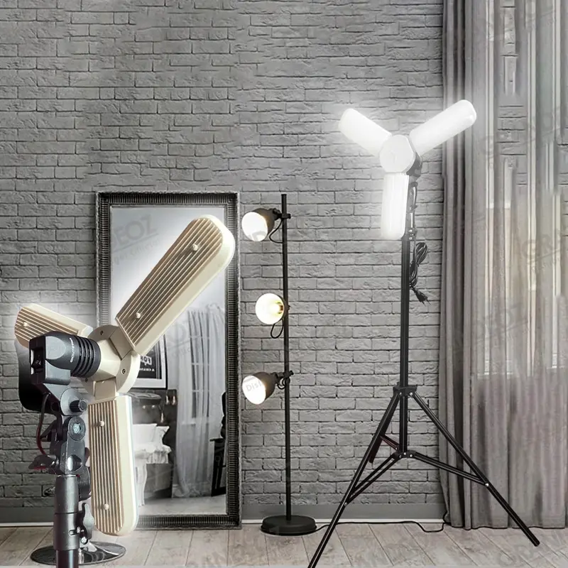 Lampu Fan Blade 3 + Light Stand 2M Fitting Bohlam Lighting Holder Ring Single Makeup Rias Socket E27 Dudukan Kipas YAM Payung Softbox Soft Box foureyes deformable Plastik Lamp 0