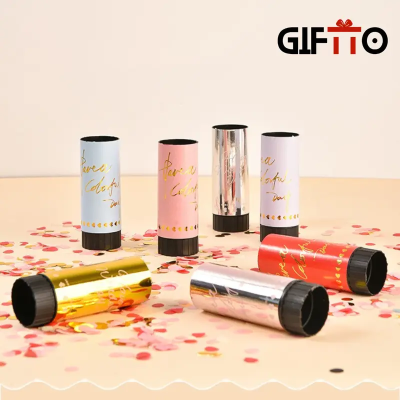 Pháo giấy kim tuyến Confetti 11cm GiftTo - Combo 6 Quả chất lượng cao, Pháo tiệc cưới, sinh nhật 5