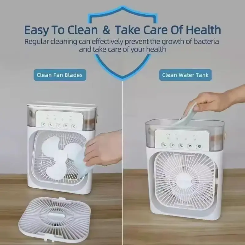3 in 1 Fan Air Conditioner, Portable Air Cooler Fan with Led Night Light, Desktop Fan Air Conditioner, Household Appliances for Home Office, Fan Air Cooler 6