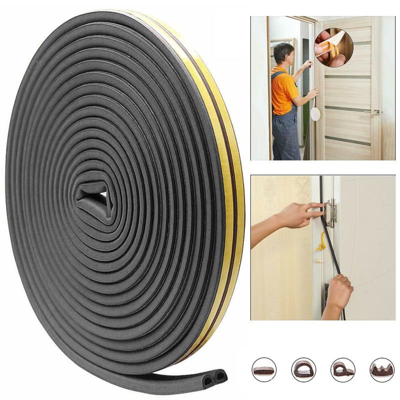 5/10m D/E/P/I Type Rubber Weather Strips Anti Collision Draught Excluder Window Door Foam Seal Strip 1