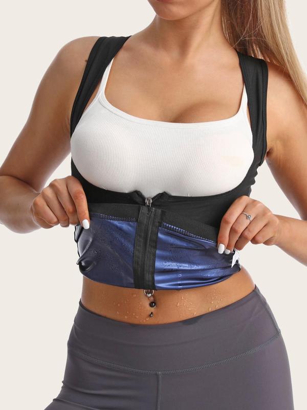 Women's 1 Piece Solid Zipper Compression Shapewear Top, Minimalist Comfort Womenswear Activewear, Racerback Design Body Shaper for Women, Fashion Basic Ladies Shaperwear for Indoor Outdoor Sports 5