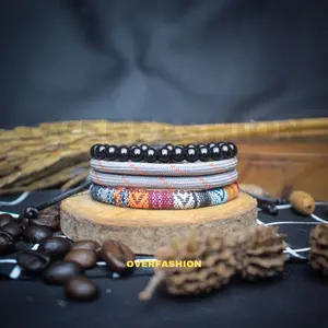 OVF - gelang prusik/etnik bead/onyx /PAKET (Onyx+gelang double string grey oren+etnik bead oren)