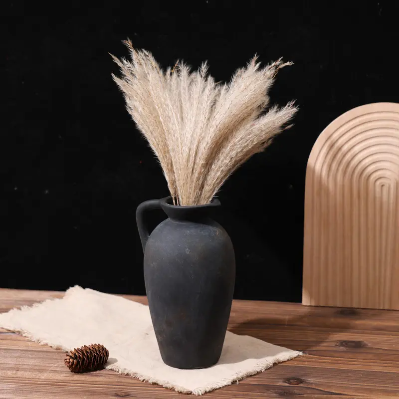 Rustic Ceramic Vase, 1 Count Vintage Farmhouse Pottery Vase with Handle, Home Decor for Living Room, Entryway, Wedding 8