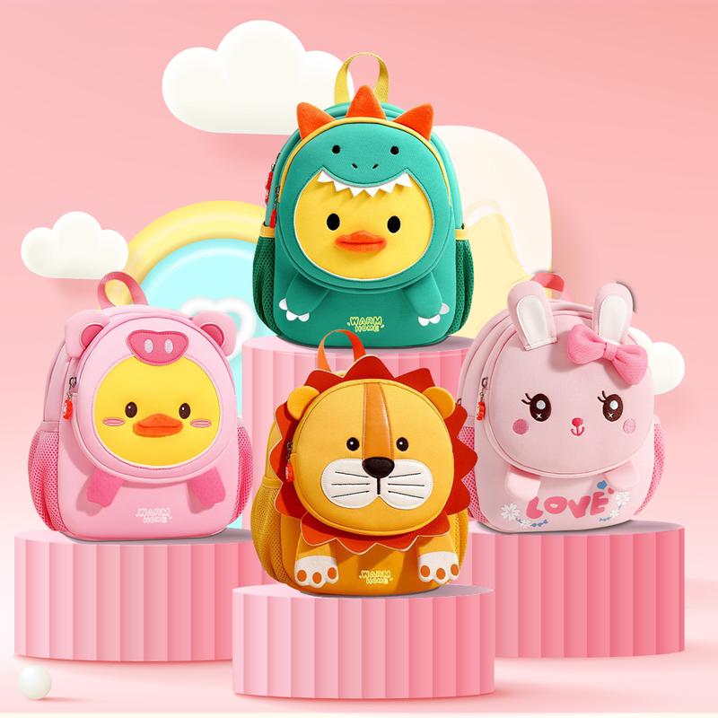 Balo cho bé trai bé gái đi học mẫu giáo mầm non WARM HOME hình thú đáng yêu,siêu nhẹ 300gram,có dây chống lạc,