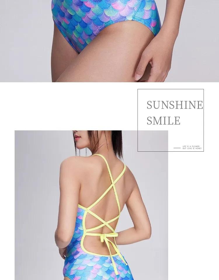 Maillot de bain une pièce d'entraînement athlétique pour femmes Maillot de bain de compétition à écailles de poisson pour la compétition_voghion.com