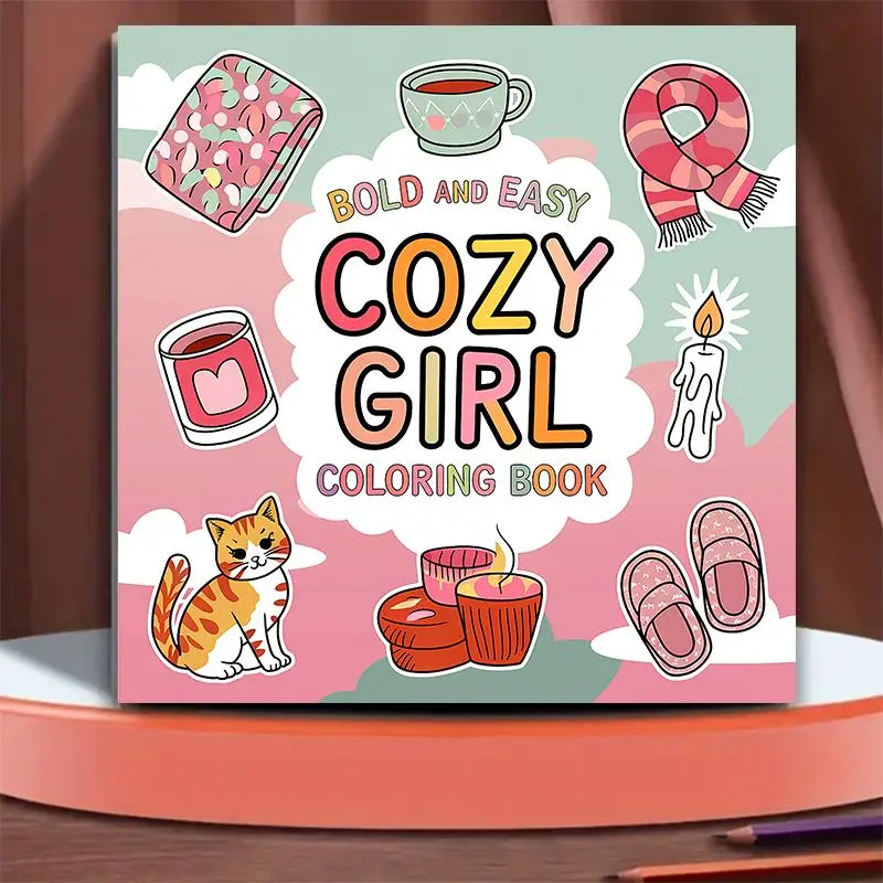 Cozy Girl Coloring Book, 1 Count 20 Pages Soft Cover Coloring Book, Perfect Seasonal Gift for Friends, Colleagues, and Family, School Gift