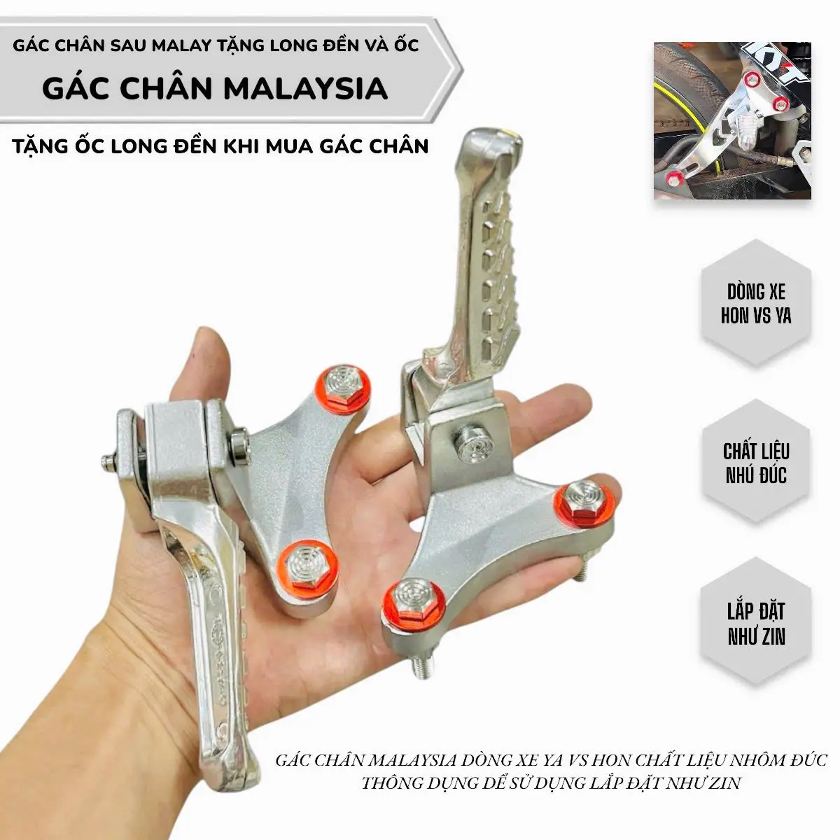 Gác chân mã lai (malaysia) kèm đủ phụ kiện lắp đặt Phụ Tùng phụ kiện