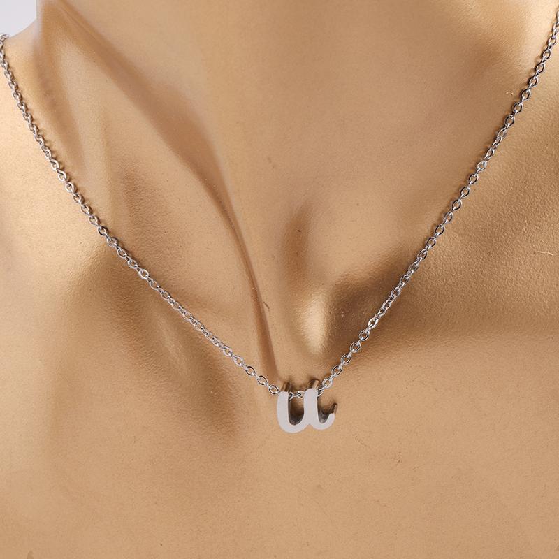 Product Introduction of Trendy New Fashion Hot Selling Lowercase English Letter Necklace Stainless Steel English Letter Beaded Necklace Necklace 22