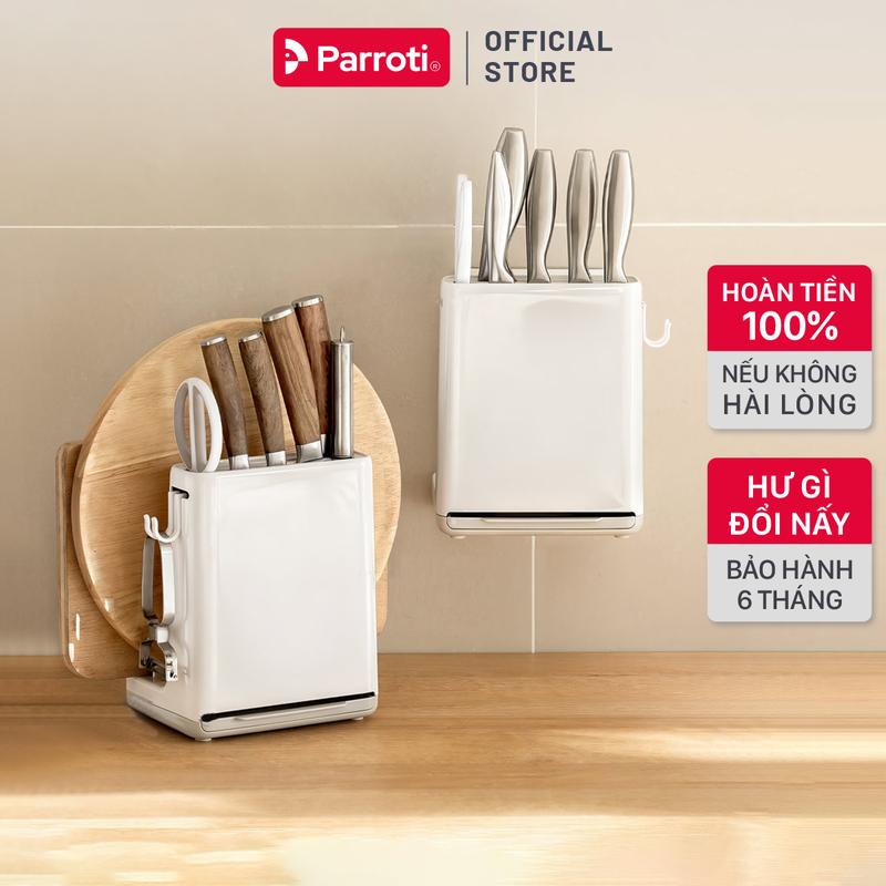 Hộp Đựng Dao Kéo, Kệ Đựng Dao Thớt Dán Tường Thông Minh, Đồ Dùng Nhà Bếp, Kitchen Có Ngăn Để Thớt Parroti - WD01
