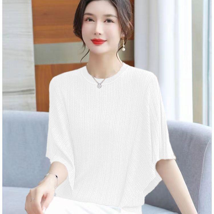 Product Introduction of Áo Phông Dáng Rộng Cho Nữ, Ngoại Cỡ, Áo Cánh Dơi, Làm Bằng Lụa Lạnh, ngắn Tay, Áo Thường Ngày Thích Hợp Cho Mùa Hè, Áo Cánh Mỏng, Quần Áo Nữ 1