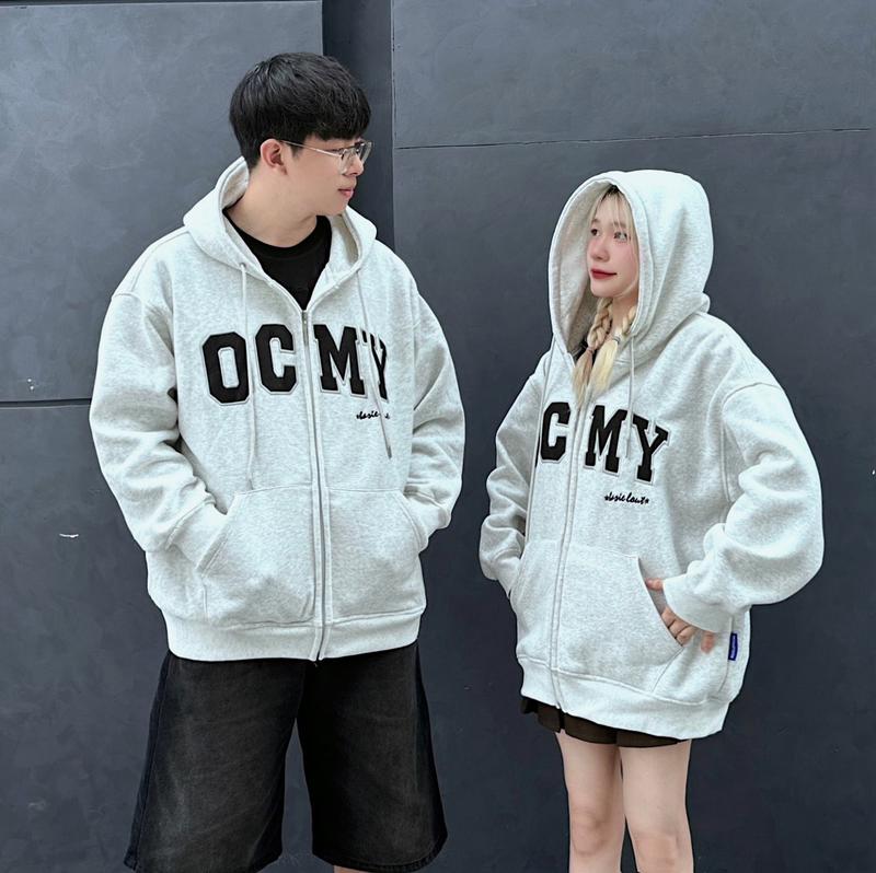 NQ30 - Áo Khoác Nỉ Hoodie Zip Thêu OCMY Brand NQ30 Form Rộng Có Túi Trong Nam Nữ Unisex