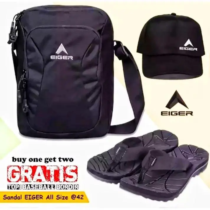 [PROMO] BELI TAS GRATIS TOPI+SANDAL / TAS KOTAK EIGER COWOK/ SANDAL EGER COWOK