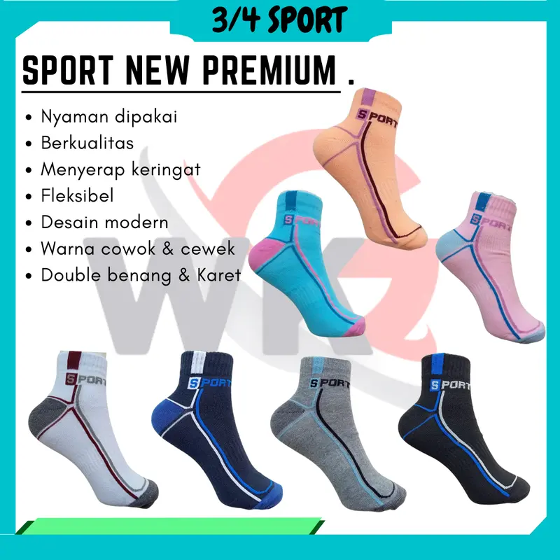 Promo 3 6 12 Pasang Kaos Kaki Sport Premium Semata Kaki Cowok Cewek Bahan Tebal Motif New kaus Kaki Olahraga lari Senam Bersepeda Jaya Abadi Kaos Kaki 0
