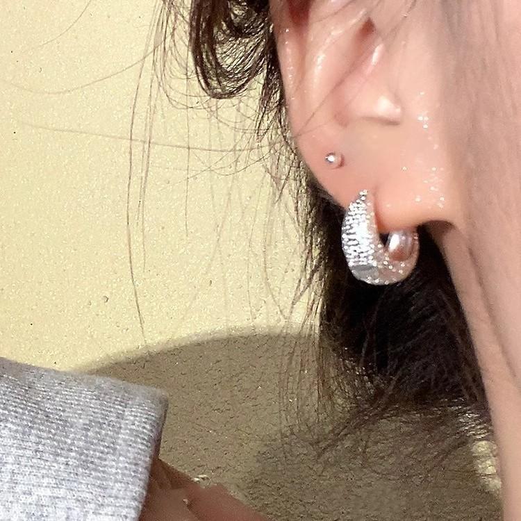 Metal Minimalist Matte Hoop Earrings New High-end Stud Earrings Unique Temperament Ear Jewelry for Women 1