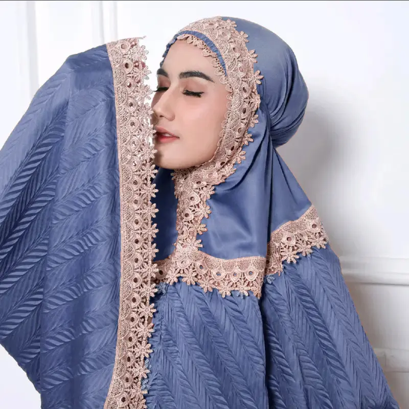 Mukena Dewasa 2in1 Plisket Renda Mewah Bahan Silky Premium Travelling Jumbo terbaru 2024 Atasan Bawahan Hampers Kain Motif Panjang Velvet Muslim Lembut Cantik Pouch Maxmara mukena silk Soft 3
