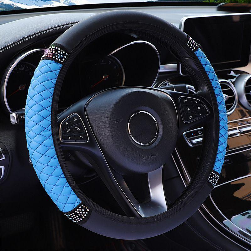 Artificial Rhinestone Car Steering Wheel Cover, Decorative Car Steering Wheel Protector, Car Interior Accessories For Decoration, Pink 3