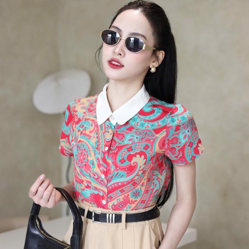 CH1 Áo Sơ Mi Nữ Cộc Tay, Dáng Lửng, Chất Voan Lụa, Có cả Áo Chất Tơ. Chất liệu cao cấp, mềm nhẹ