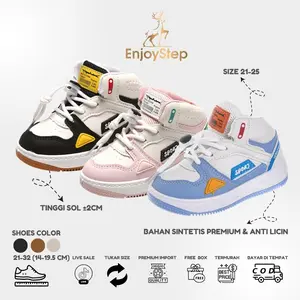 Enjoystep - Sepatu Anak Perempuan dan Laki Laki Sneakers Anak Import Sport Warna Pink Hitam Biru 1-7 Tahun S124