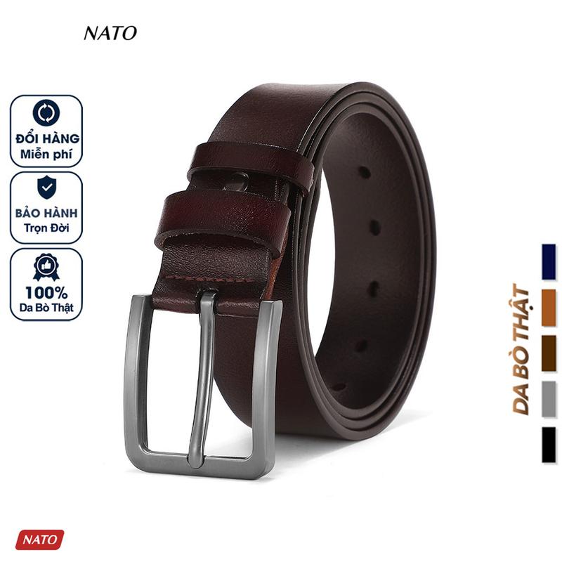 Thắt Lưng Nam SILVER Khóa Lỗ Kim Da Bò Thật Cao Cấp Bền Đẹp Dây Nịt Sang Trọng Công Sở Thời Trang Đi Học Làm Bản Nhỏ Đen Sinh Viên NATO