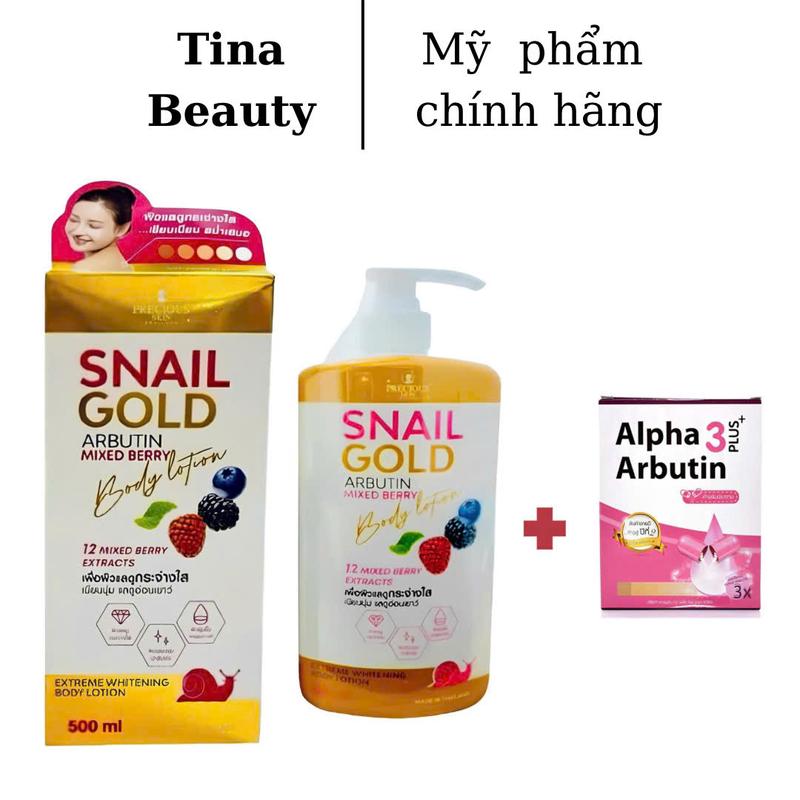 Sữa Dưỡng Thể Snail Gold Arbutin Mix Berry Body Lotion Precious Skin 500ml Thái Lan