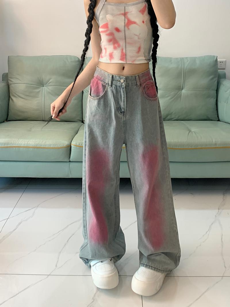 Product Introduction of Real shot!! Women's Jeans Summer Niche Design Retro Loose Slimming Versatile Floor-Length Pants 10