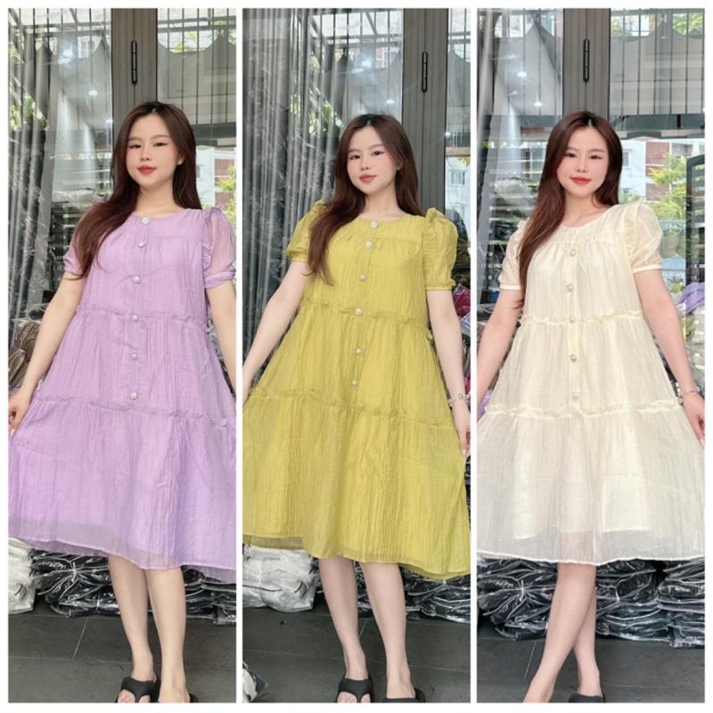 V91 Váy tơ 2 lớp dáng ngắn dễ thương , váy nữ mùa hè Dress. Kem