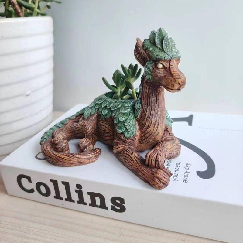 Creative Dragon Design Succulent Pot, 1 Count Cute Dragon Design Succulent Planter, Desktop Decoration Ornament for Home Garden Office, Home Decor, Garden Accessories, Room Accessories, Display, Decorative, Carving 4