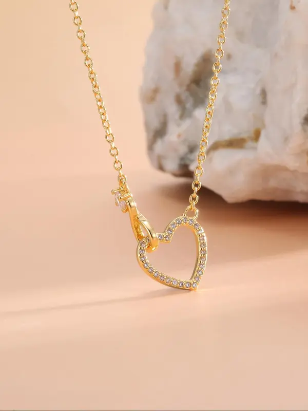 Infinity Symbol & Heart Design Pendant Necklace, Elegant Artificial Zircon Decor Necklace for Women for Party, Daily Decor, Trendy All-match & Exquisite Jewelry for Birthday Gift 3