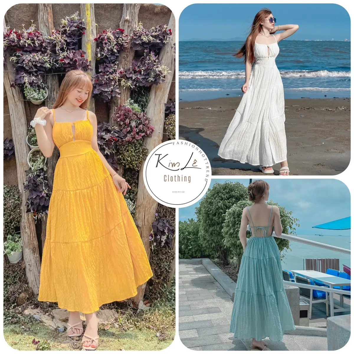 (DƯỚI 55KG) Đầm Maxi Xốp Chỉ 2 Dây Khoét Trước Dáng Dài Hở Lưng Du Lịch Sống Ảo (CÓ MÚT) Chất: XỐP CHỈ Nữ  Dress
