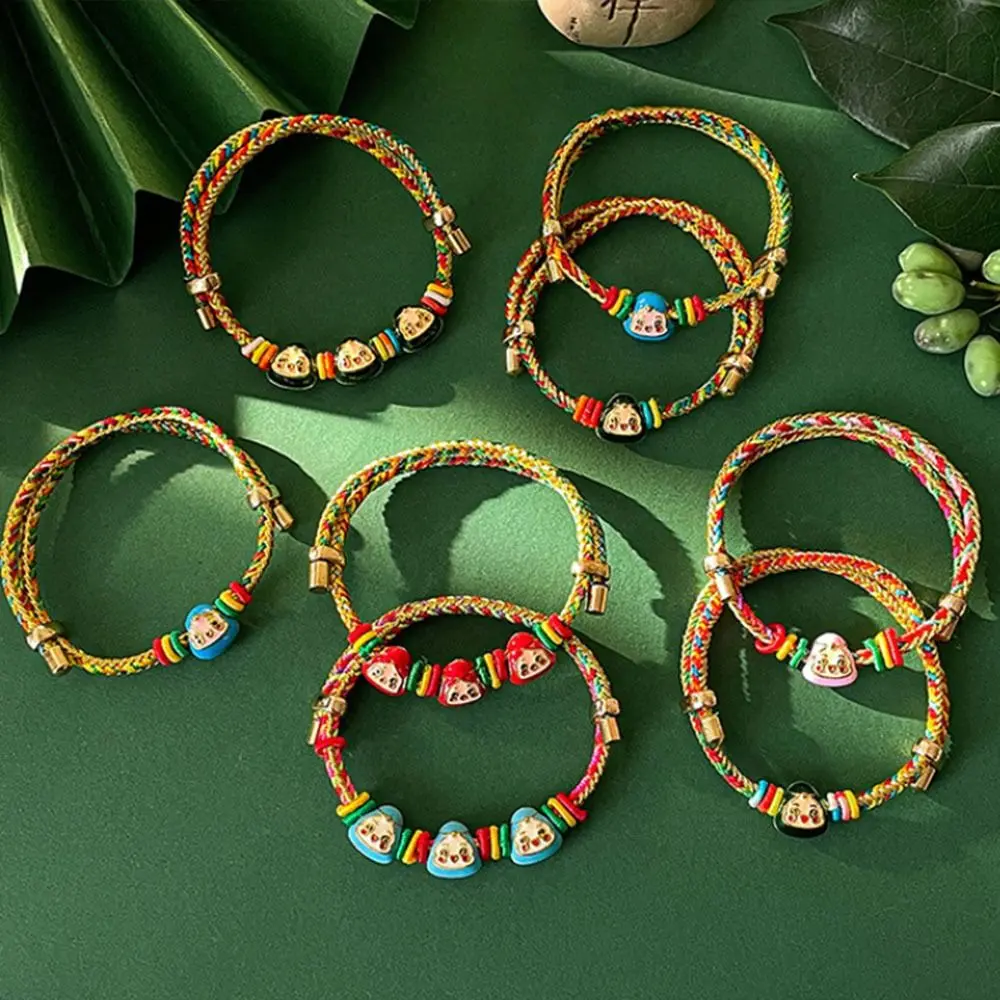 Dragon Boat Festival Adjustable Colorful Rope Bracelet Chinese Style Hand-woven Zongzi Charm Bracelet Exquisite Cute Wrist Bracelet Women