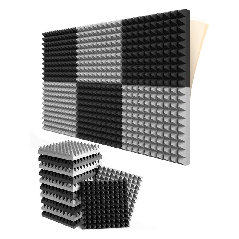 Tấm xốp cách âm tự dính, 12 gói, thiết kế kim tự tháp, 2x12x12 inch, bọt âm…