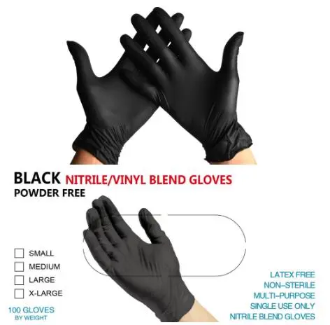 100pcs / box disposable gloves Black multi-purpose latex gloves Tattoo glove Food Grade Gloves