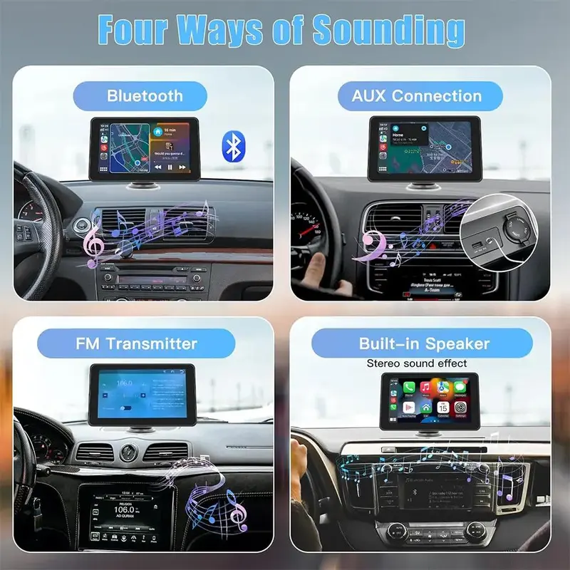 7" Portable Wireless Car Stereo for Apple Carplay & Android Auto Screen, HD Touch Screen Android Auto for Cars, Car Screen Carplay, Car Radio Receiver with BT, FM, AUX, Back to School Supplies 5