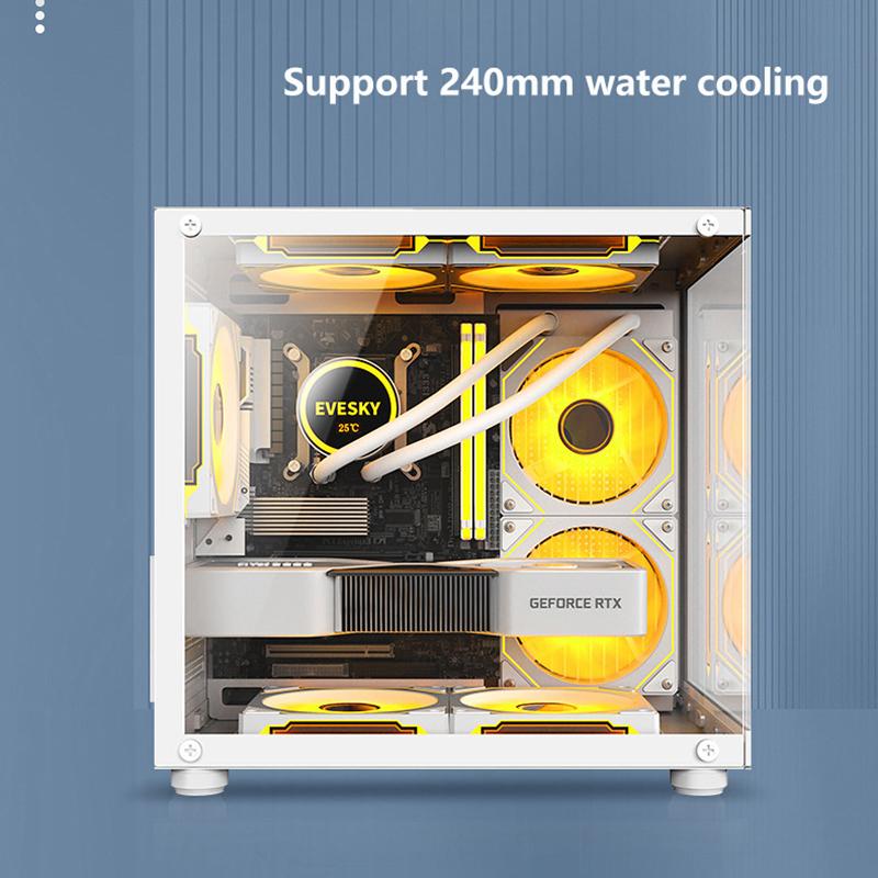Product Introduction of 270 Degree Glass PC Case Transparent Desktop Computer Tower For M-ATX/ITX Motherboard SSD 7 Air Cooling Fans 320mm Graphic Card 19