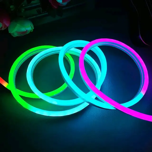 NEON FLEX RUNNING RGB PANJANG 5 10 METER BISA GANTI WARNA SUDAH TERMASUK ADAPTOR DAN REMOT CONTROL BISA DI ATUR LEWAT HP NAMA APK RHYTHM PRO 3
