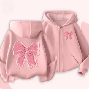 Hoodie Pita Perempuan Cute Jaket Ribbon Anak Cwe Korean Style Kekinian Umur 3-15 Tahun Model Terbaru