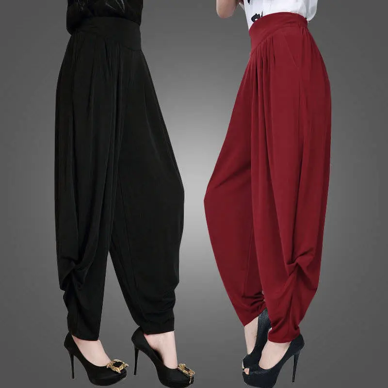 Quần Harem, Dành Cho Nữ, Bộ Sưu Tập Mùa Hè Mới, Cạp Cao, Phong Cách Thường Ngày Dáng Rộng Rãi, Quần Ống Rộng, Cỡ Lớn, Quần Dài Ống Loe, Thiết Kế Củ Cải Đèn Lồng