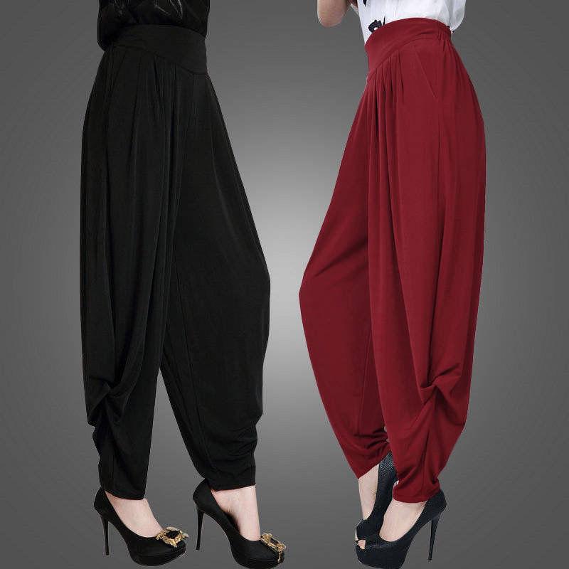 Quần Harem, Dành Cho Nữ, Bộ Sưu Tập Mùa Hè Mới, Cạp Cao, Phong Cách Thường Ngày Dáng Rộng Rãi, Quần Ống Rộng, Cỡ Lớn, Quần Dài Ống Loe, Thiết Kế Củ Cải Đèn Lồng 0