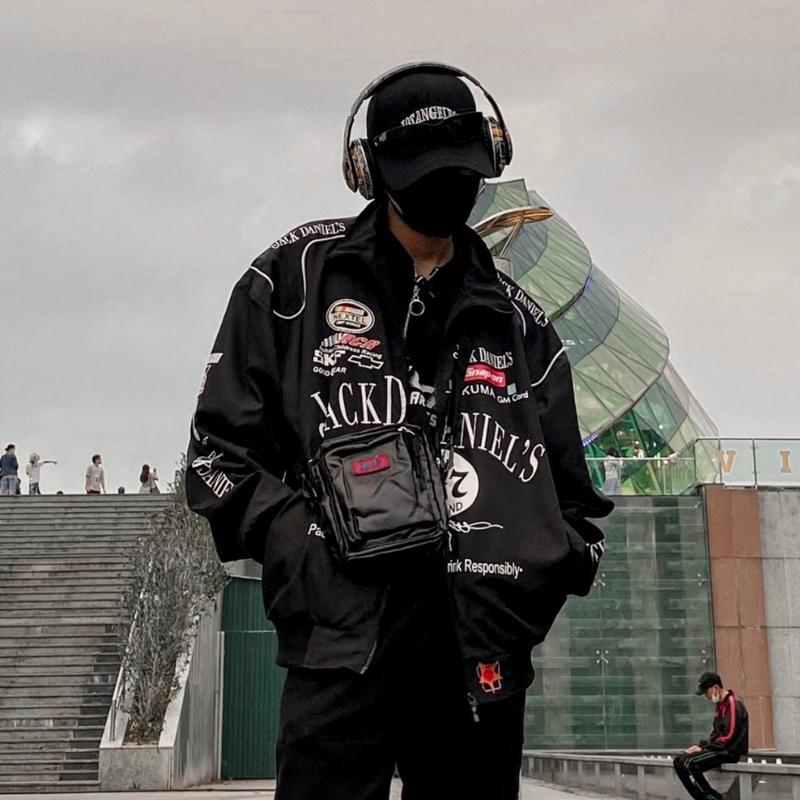 Áo Khoác Dù Hai Lớp Nam Nữ Áo Form Rộng Trước Mặt Áo Có In Chữ JACK DANIELS RACING BOY In 4D Bao Sắc Nét Dành Cho Các Dân Chơi ( Có túi trong và túi ngoài ) Jacket Menswear